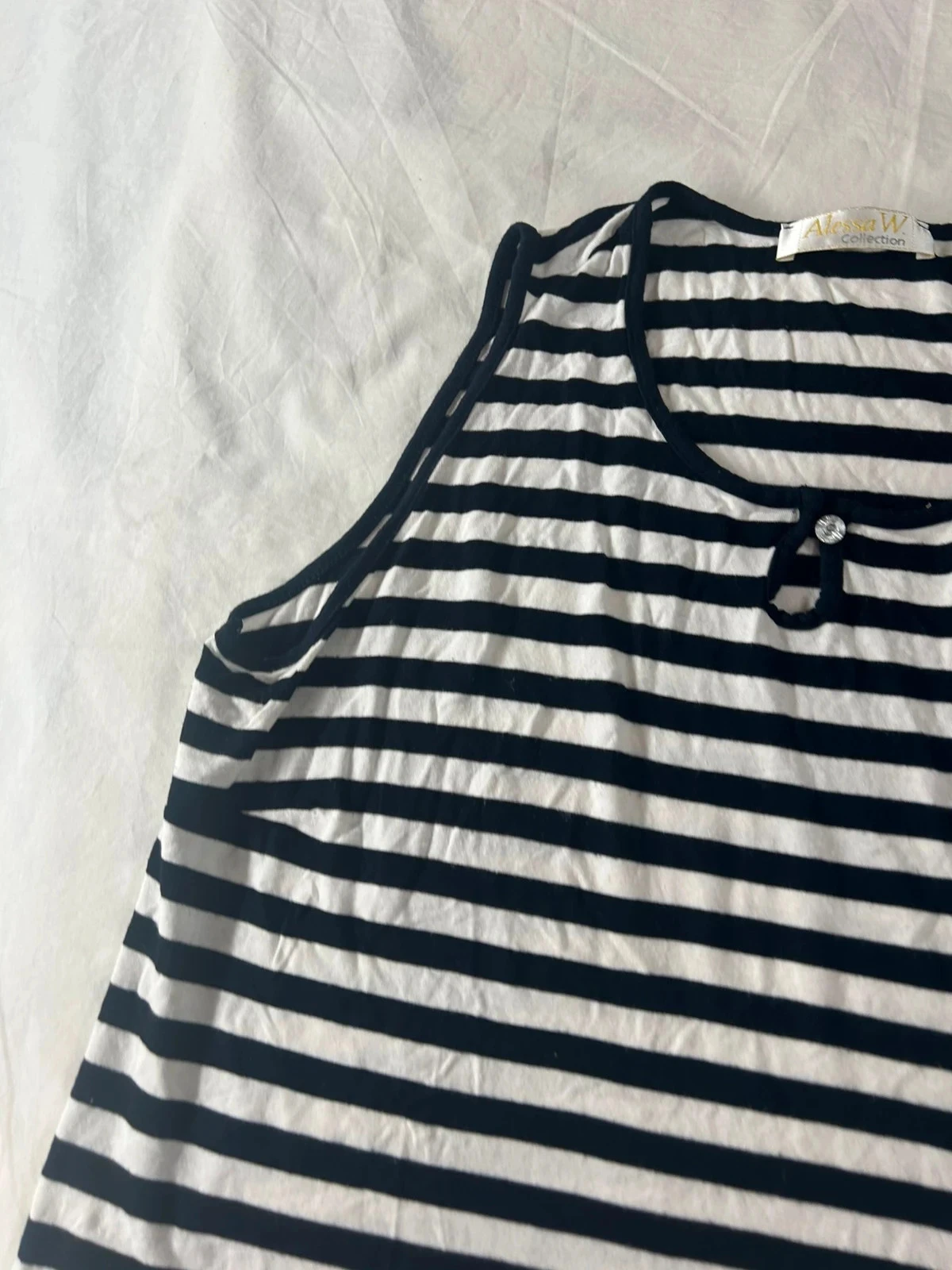 Black and white striped tank top Alessa W. collection in viscose – photo 5